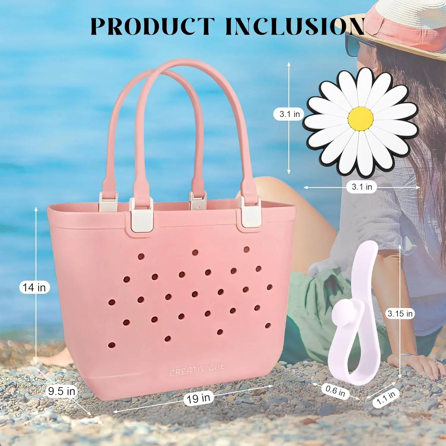 Extra Large Rubber Tote Bag for Beach, Pool, Boat. Waterproof, Lightweight- Parent