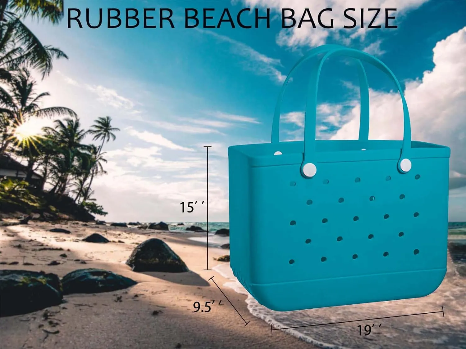 Extra Large Rubber Tote Bag for Women & Men, Waterproof Lightweight Travel X-Large Beach Bag for Boat & Pool