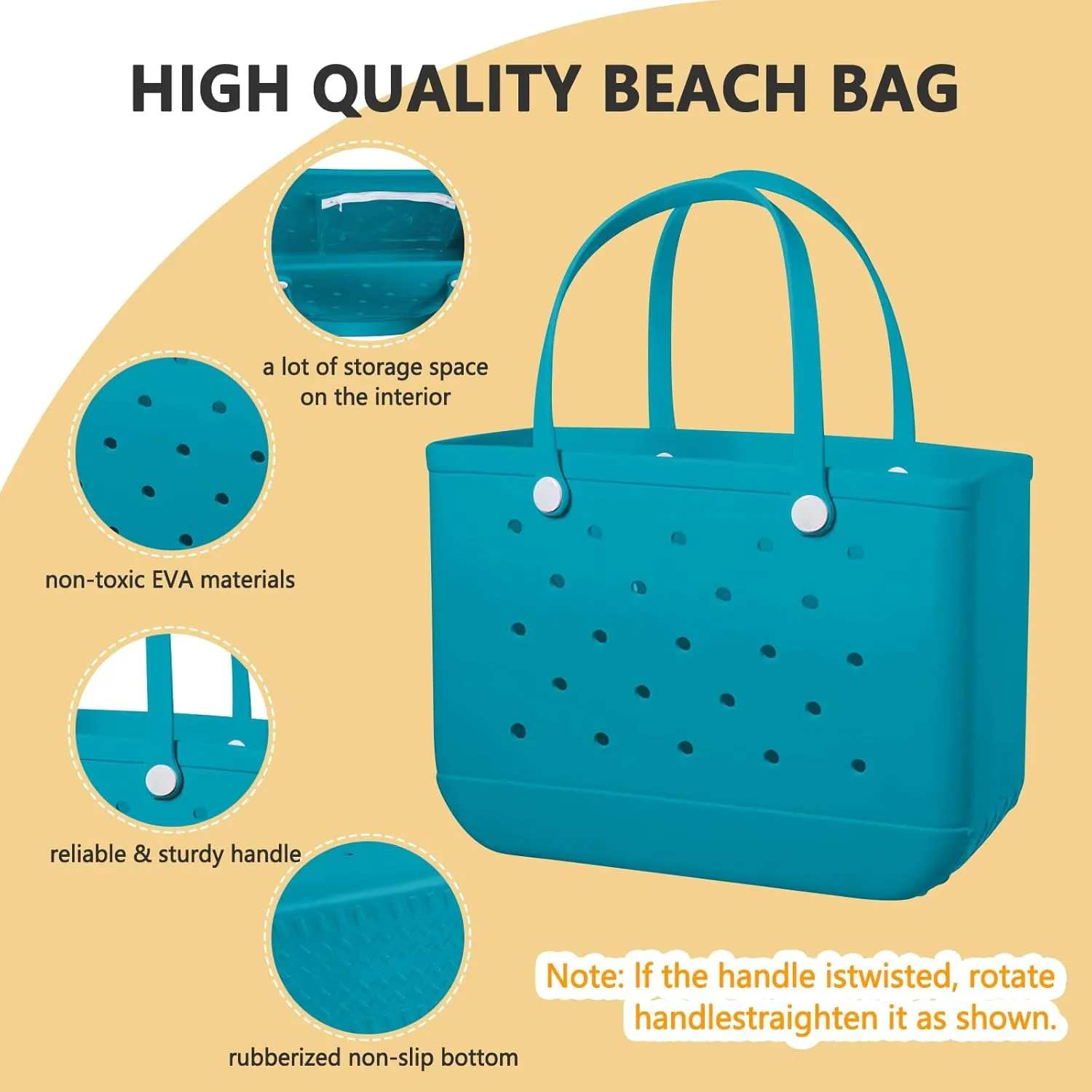 Extra Large Rubber Tote Bag for Women & Men, Waterproof Lightweight Travel X-Large Beach Bag for Boat & Pool