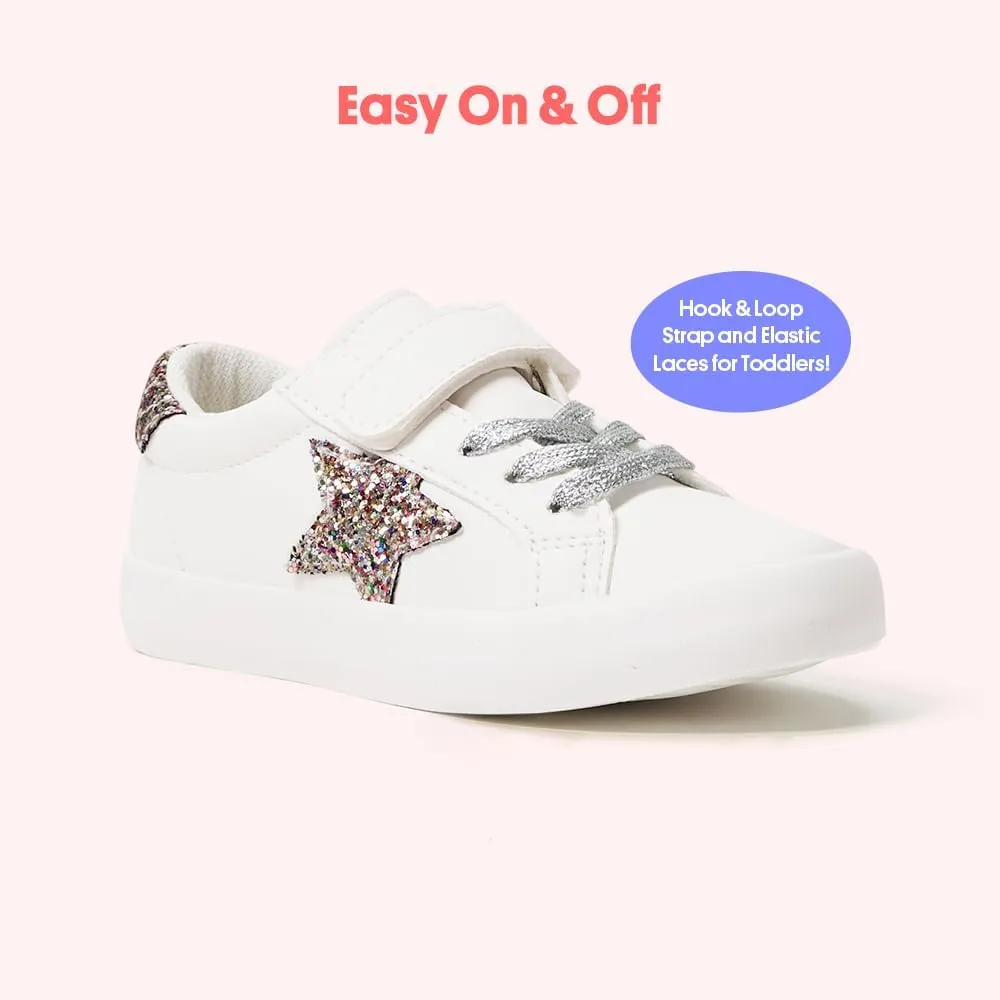 FabKids Kids Sneakers Boys Girls White Shoes Low Top Lace Up Footwear for Toddler Little Kid Big Kid