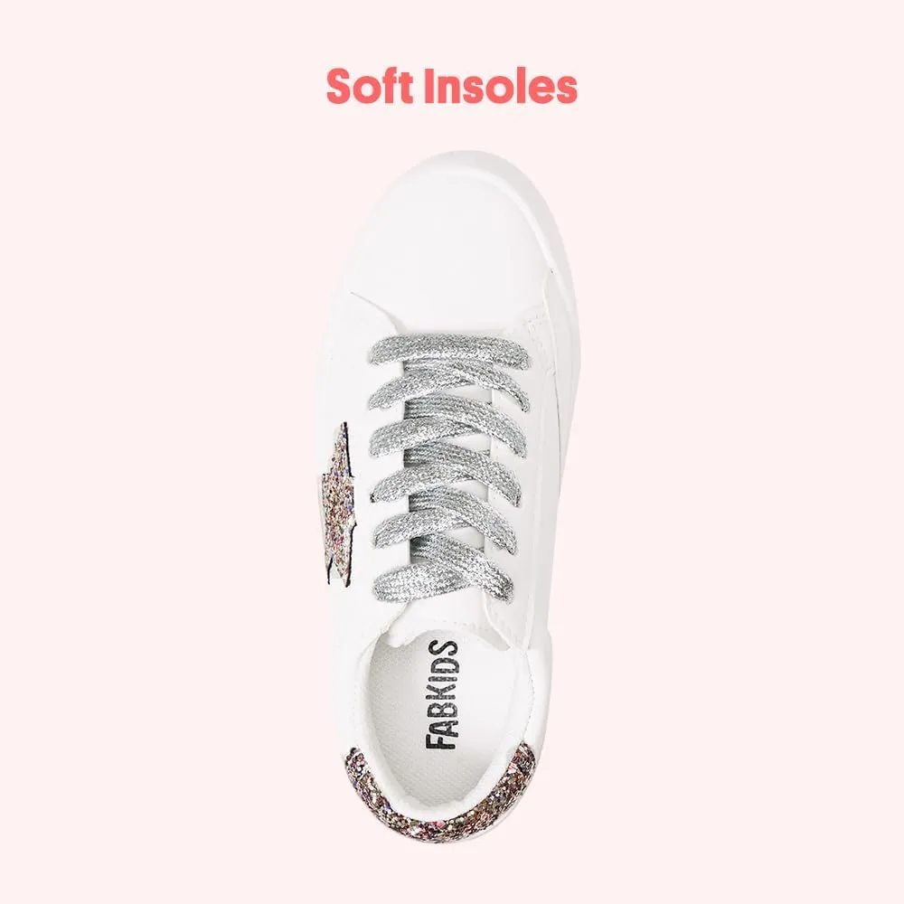 FabKids Kids Sneakers Boys Girls White Shoes Low Top Lace Up Footwear for Toddler Little Kid Big Kid