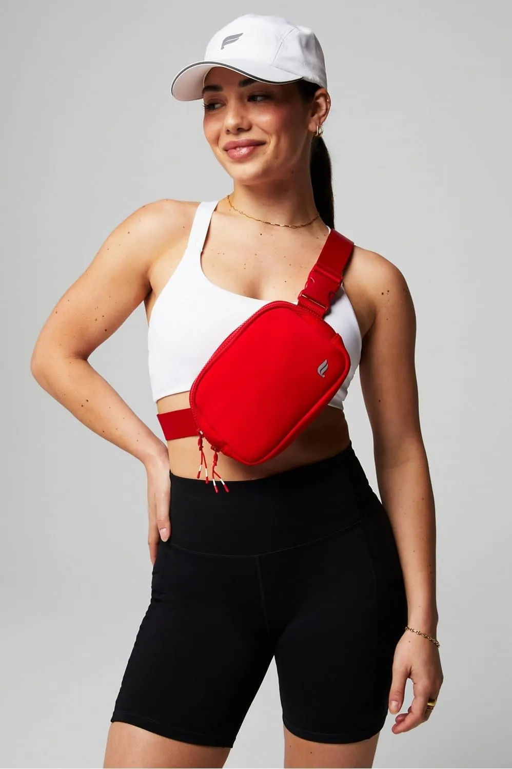 Fabletics The Belt Bag, Quick Dry, Zip Pockets, Heated Red Neoprene, OS