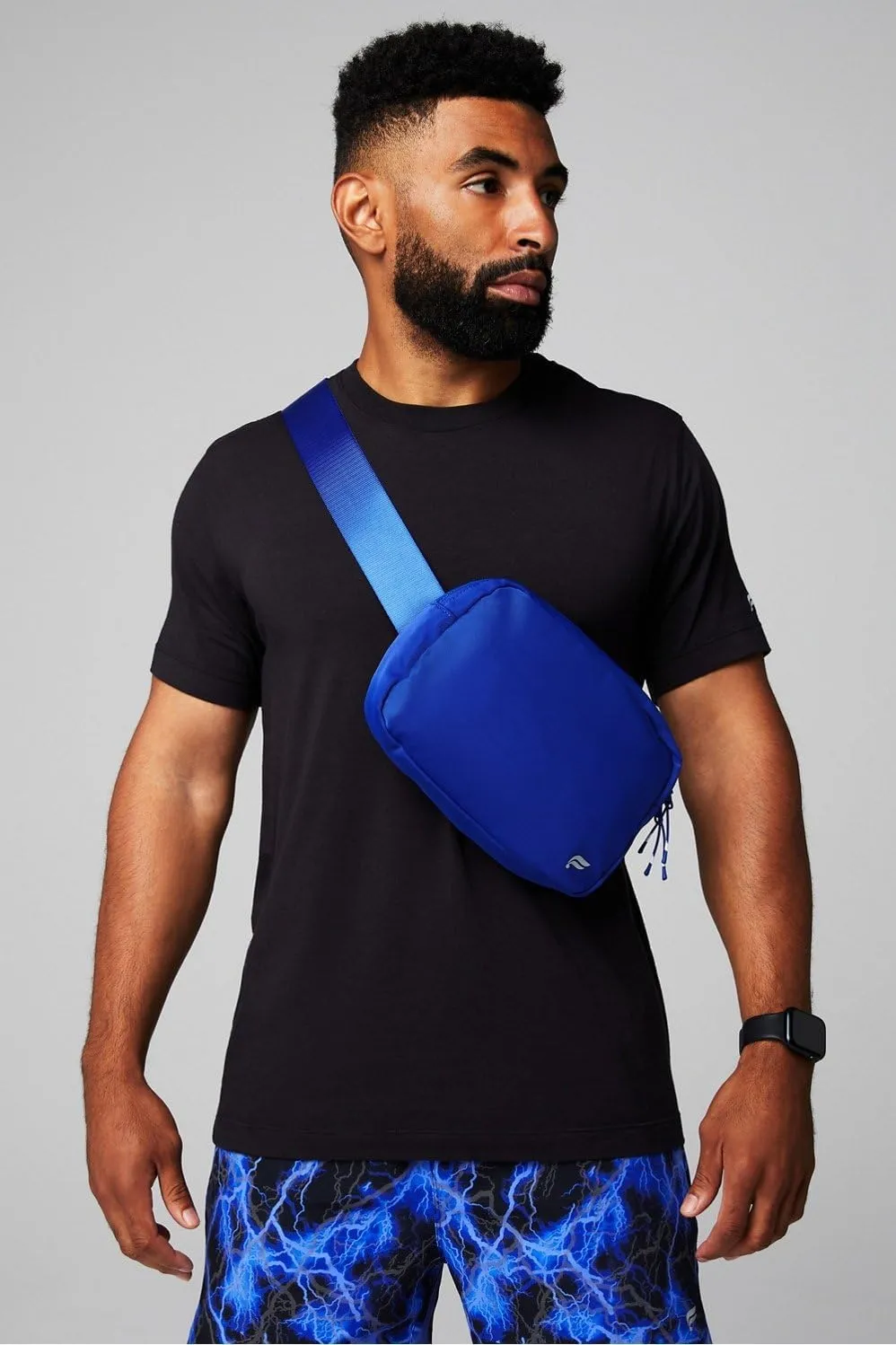 Fabletics The Big Belt Bag, Quick Dry, Zip Pockets, Hidden Pockets, Reflective, Admiral Blue, OS