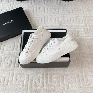 Fabric Lambskin Sneaker 35mm And Extra-large discount Textile Quick turnaround CHANEL Low White
