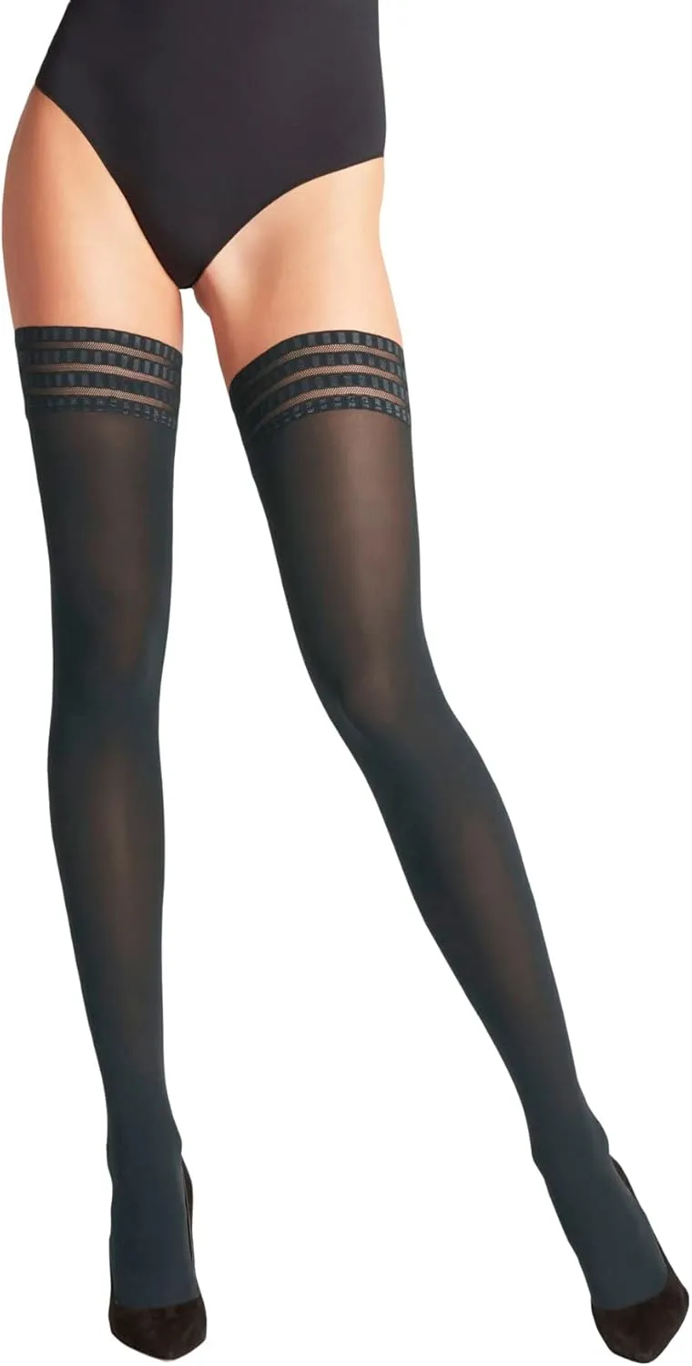 FALKE Women's Pure Matt Thigh Highs, Semi Opaque 50 Denier, Thigh High Stockings with Modern Lace Trim, Non Slip, 1 Pair