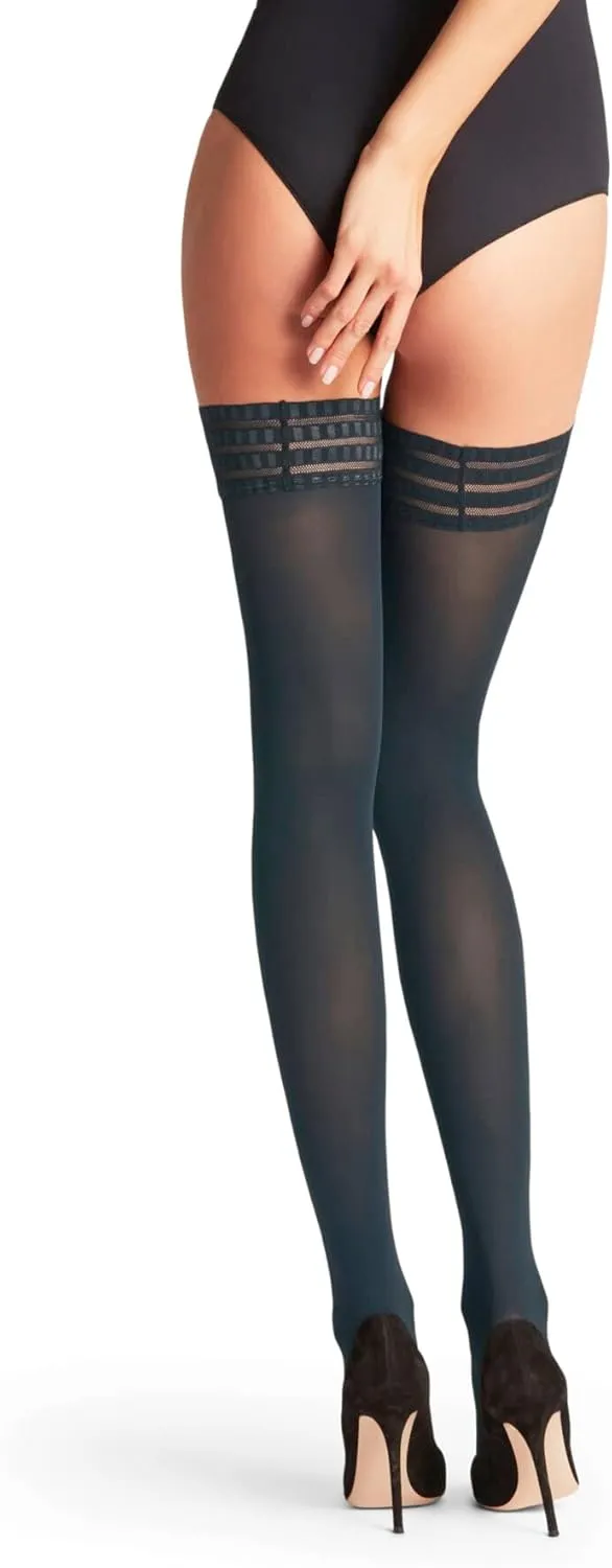 FALKE Women's Pure Matt Thigh Highs, Semi Opaque 50 Denier, Thigh High Stockings with Modern Lace Trim, Non Slip, 1 Pair