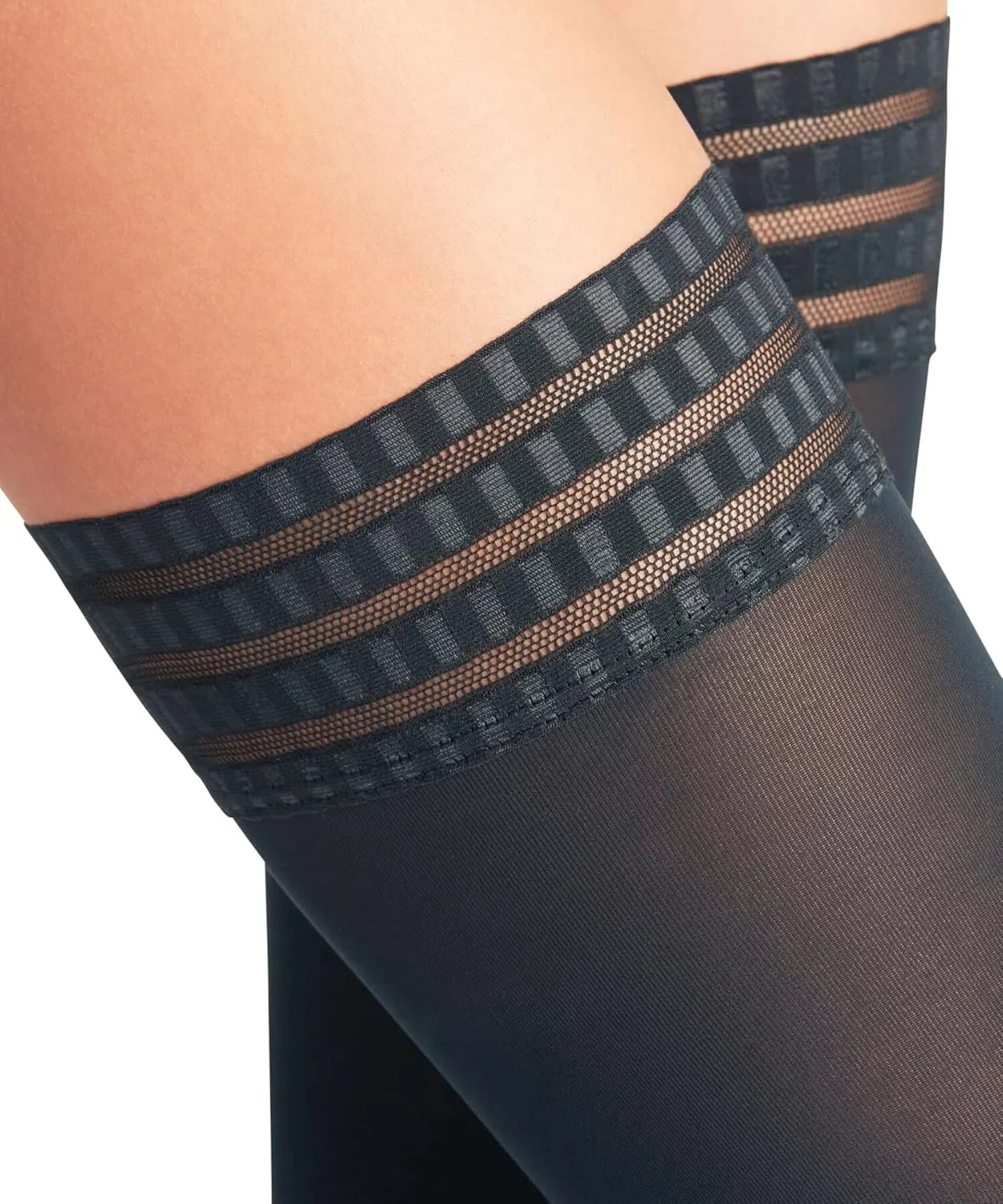 FALKE Women's Pure Matt Thigh Highs, Semi Opaque 50 Denier, Thigh High Stockings with Modern Lace Trim, Non Slip, 1 Pair