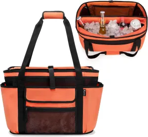 Fasrom XL Beach Tote Bag with Cooler Compartment, Large Mesh Beach Pool Bag with Wet & Dry Separation for Swim, Travel