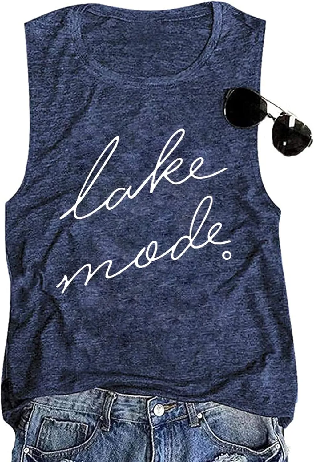 FAYALEQ Lake Mode Tank Tops Women Lake Life Summer Vacation Funny Vest Tees Camping Casual Tanks Tops T-Shirt