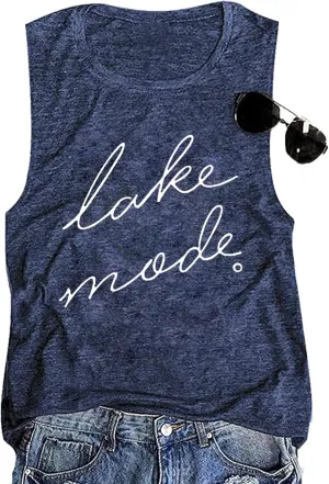 FAYALEQ Lake Mode Tank Tops Women Lake Life Summer Vacation Funny Vest Tees Camping Casual Tanks Tops T-Shirt
