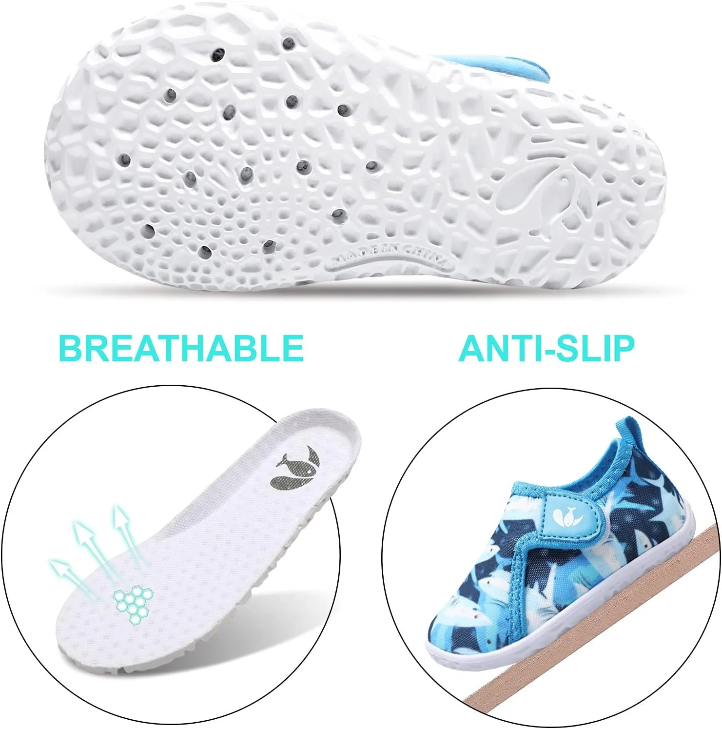 FEETCITY Boys Girls Water Shoes Kids Aqua Socks Quick Dry Barefoot for Beach Swimming Pool