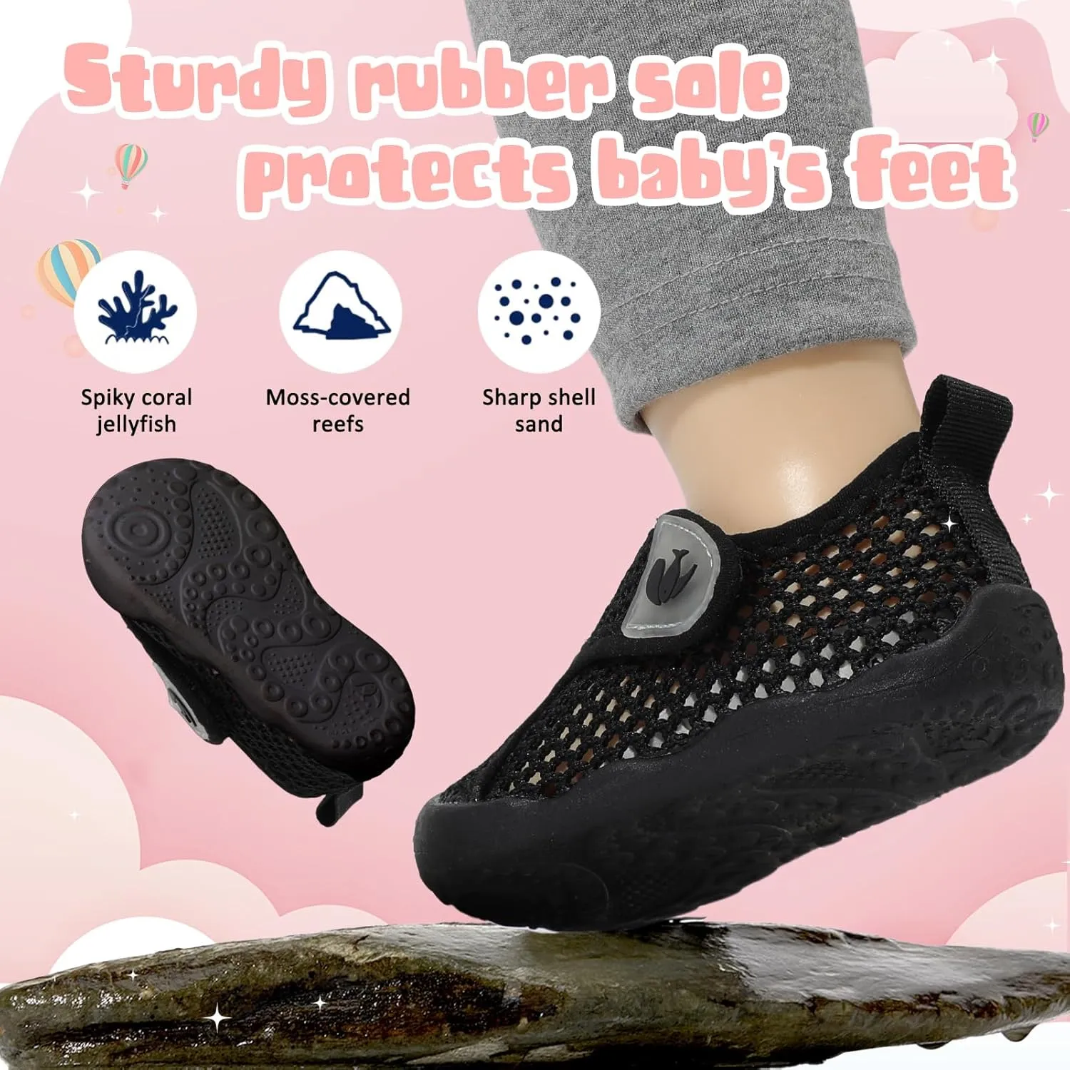 FEETCITY Wide Baby Water Shoes Boys Girls Barefoot Shoes Quick-Dry Kids Aqua Socks for Beach Swim Pool