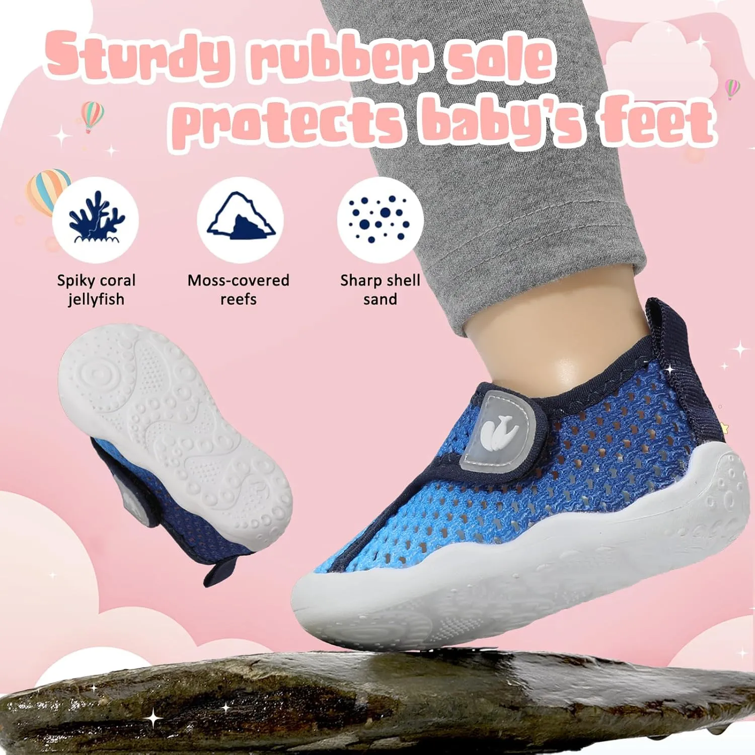 FEETCITY Wide Baby Water Shoes Boys Girls Barefoot Shoes Quick-Dry Kids Aqua Socks for Beach Swim Pool