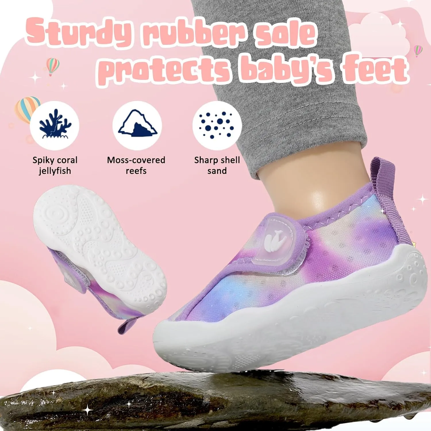 FEETCITY Wide Baby Water Shoes Boys Girls Barefoot Shoes Quick-Dry Kids Aqua Socks for Beach Swim Pool