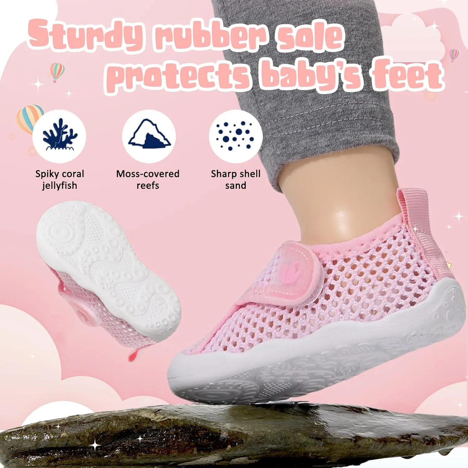 FEETCITY Wide Baby Water Shoes Boys Girls Barefoot Shoes Quick-Dry Kids Aqua Socks for Beach Swim Pool