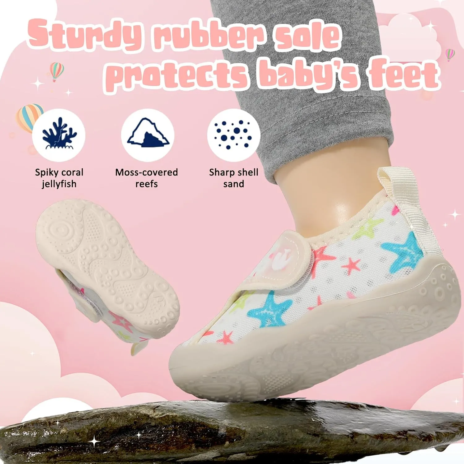FEETCITY Wide Baby Water Shoes Boys Girls Barefoot Shoes Quick-Dry Kids Aqua Socks for Beach Swim Pool