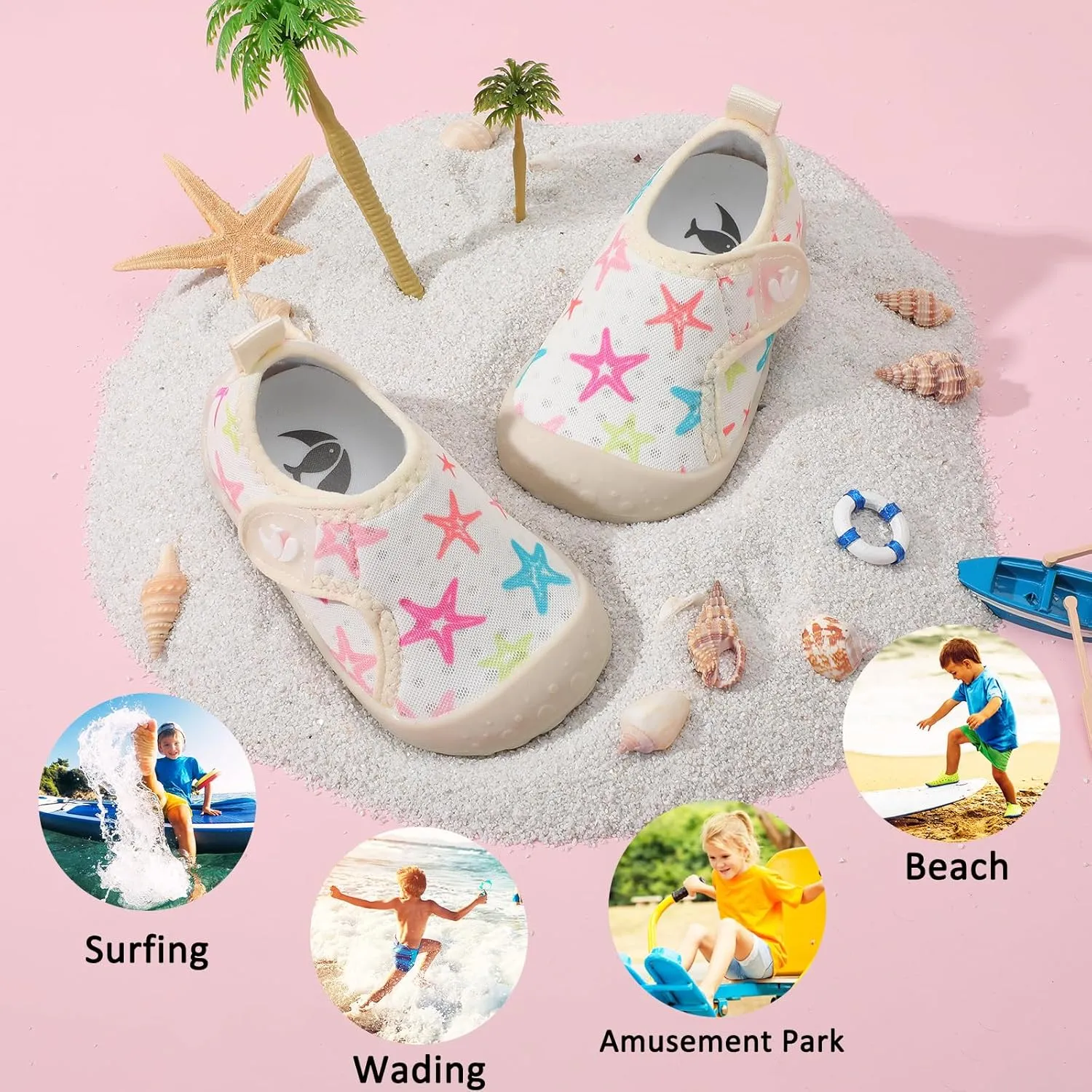 FEETCITY Wide Baby Water Shoes Boys Girls Barefoot Shoes Quick-Dry Kids Aqua Socks for Beach Swim Pool