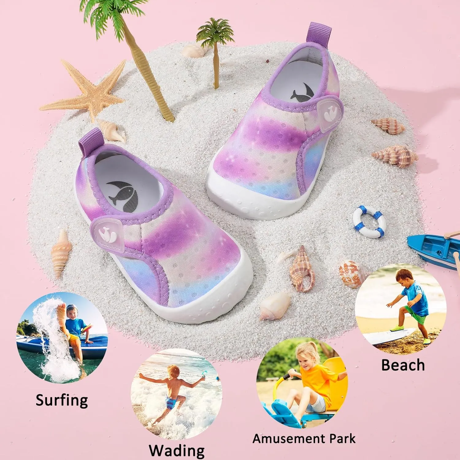 FEETCITY Wide Baby Water Shoes Boys Girls Barefoot Shoes Quick-Dry Kids Aqua Socks for Beach Swim Pool