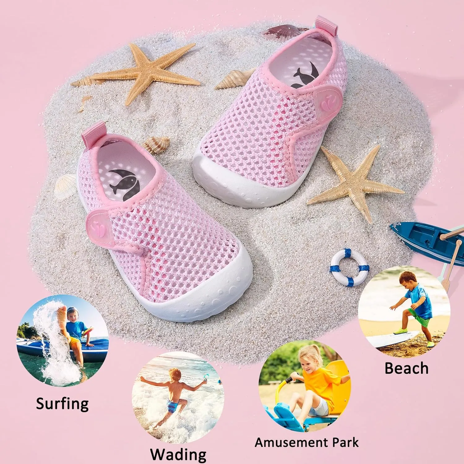 FEETCITY Wide Baby Water Shoes Boys Girls Barefoot Shoes Quick-Dry Kids Aqua Socks for Beach Swim Pool