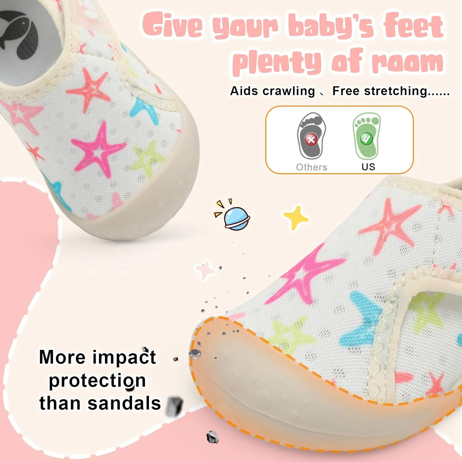 FEETCITY Wide Baby Water Shoes Boys Girls Barefoot Shoes Quick-Dry Kids Aqua Socks for Beach Swim Pool