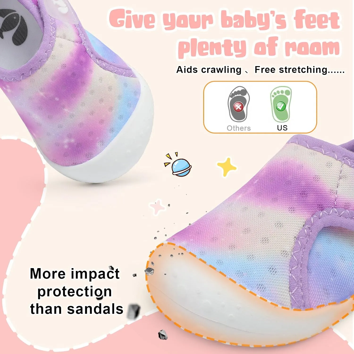 FEETCITY Wide Baby Water Shoes Boys Girls Barefoot Shoes Quick-Dry Kids Aqua Socks for Beach Swim Pool