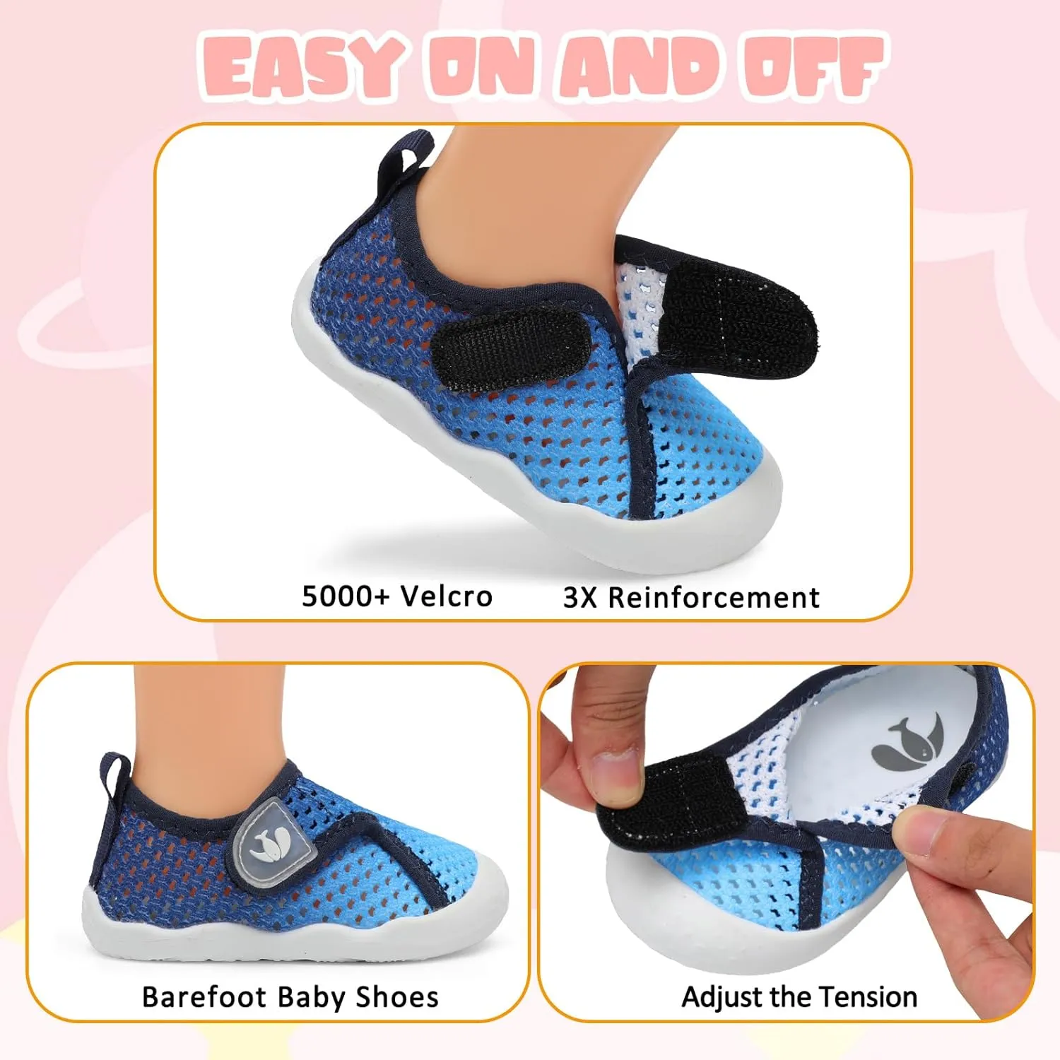 FEETCITY Wide Baby Water Shoes Boys Girls Barefoot Shoes Quick-Dry Kids Aqua Socks for Beach Swim Pool