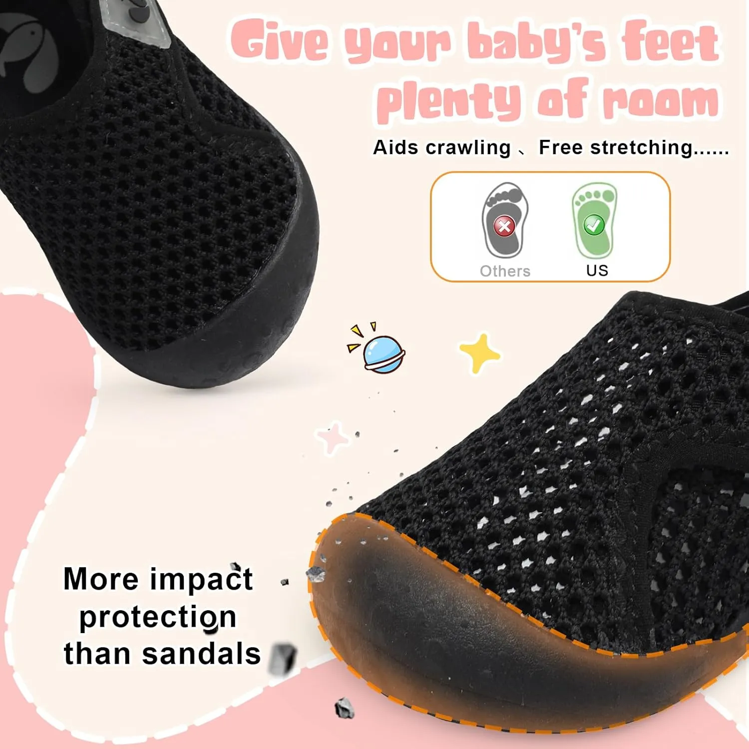 FEETCITY Wide Baby Water Shoes Boys Girls Barefoot Shoes Quick-Dry Kids Aqua Socks for Beach Swim Pool