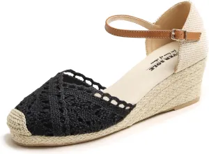 FEVERSOLE Close Toe Espadrilles Women's Comfort Breathable Slip On Flats Shoes
