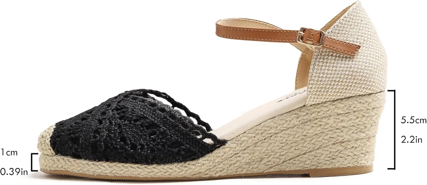 FEVERSOLE Close Toe Espadrilles Women's Comfort Breathable Slip On Flats Shoes