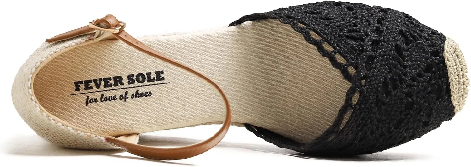 FEVERSOLE Close Toe Espadrilles Women's Comfort Breathable Slip On Flats Shoes