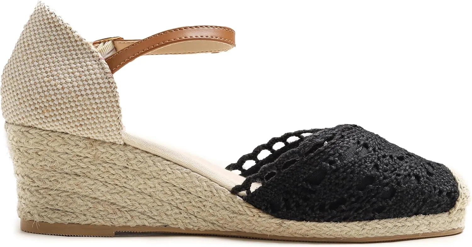 FEVERSOLE Close Toe Espadrilles Women's Comfort Breathable Slip On Flats Shoes
