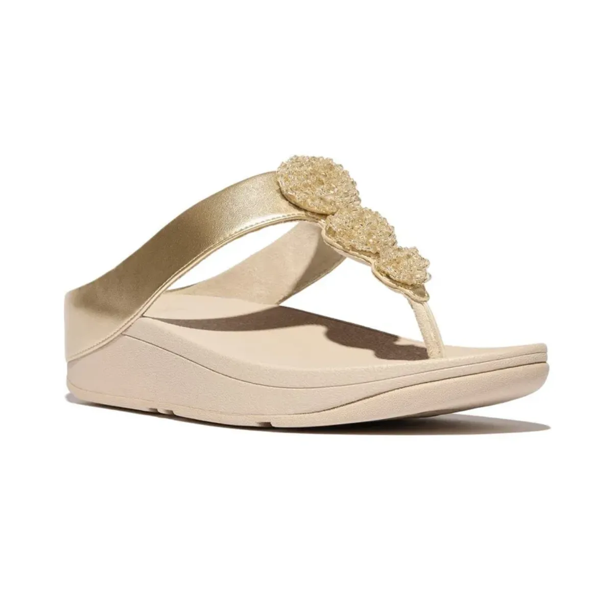 Fino Beadie Metallic Flip Flop in Platino by FIT FLOPS