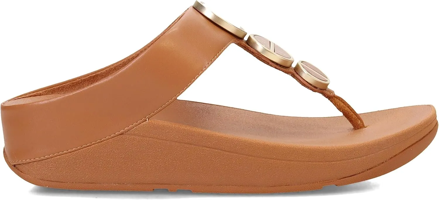 FitFlop Women's Thong Halo Metallic-Trim Toe-Post Sandals