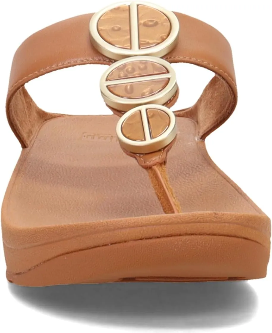 FitFlop Women's Thong Halo Metallic-Trim Toe-Post Sandals