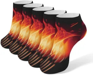 Flames Matches Ankle Socks for Men & Women, 5 Pairs Breathable Soft Low Cut Socks, Stretch Sweat Wicking Sox