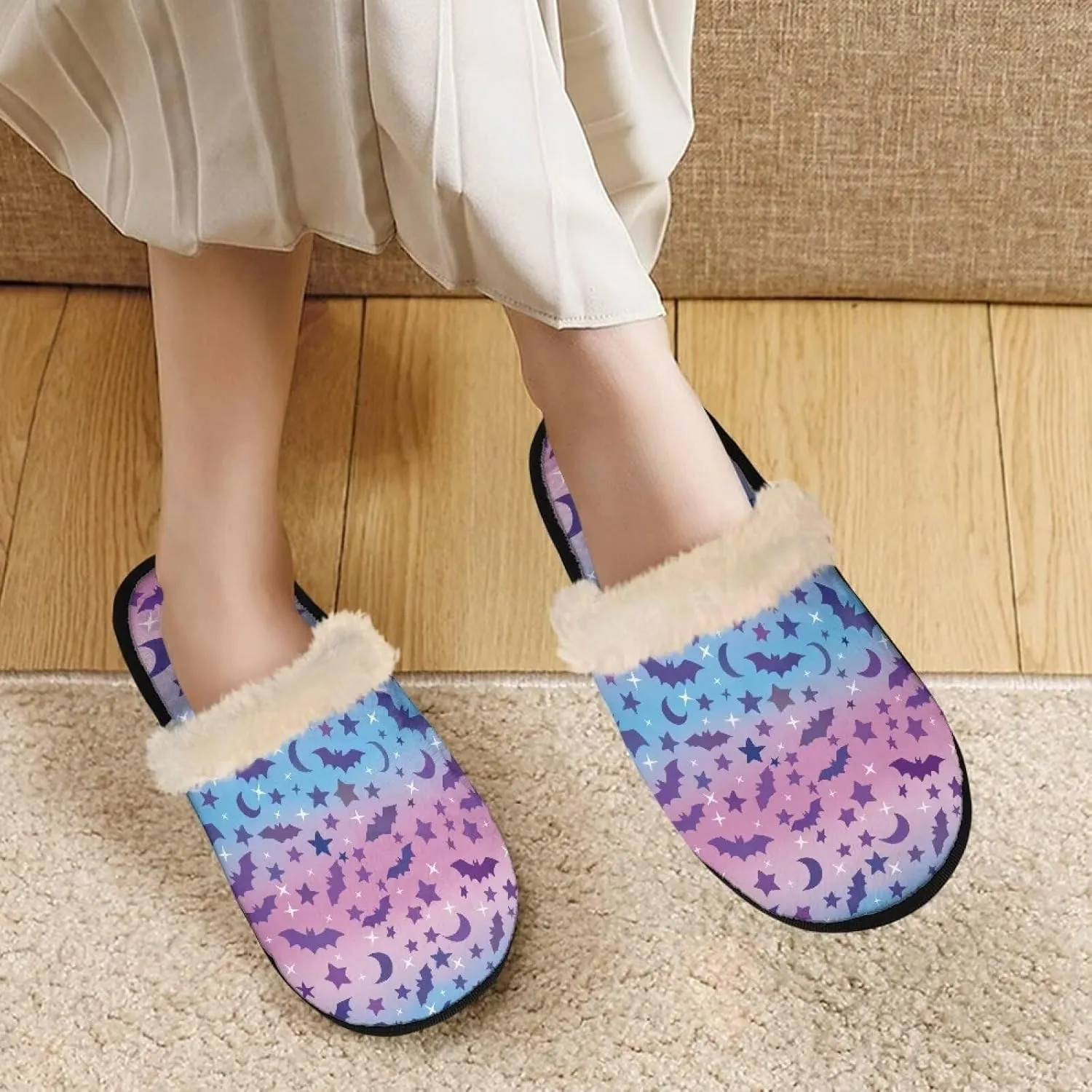 Flashideas House Slippers for Woman Fuzzy Keep Warm for Winter Indoor Soft Cushion Non-slip Fluffy Slides Slippers