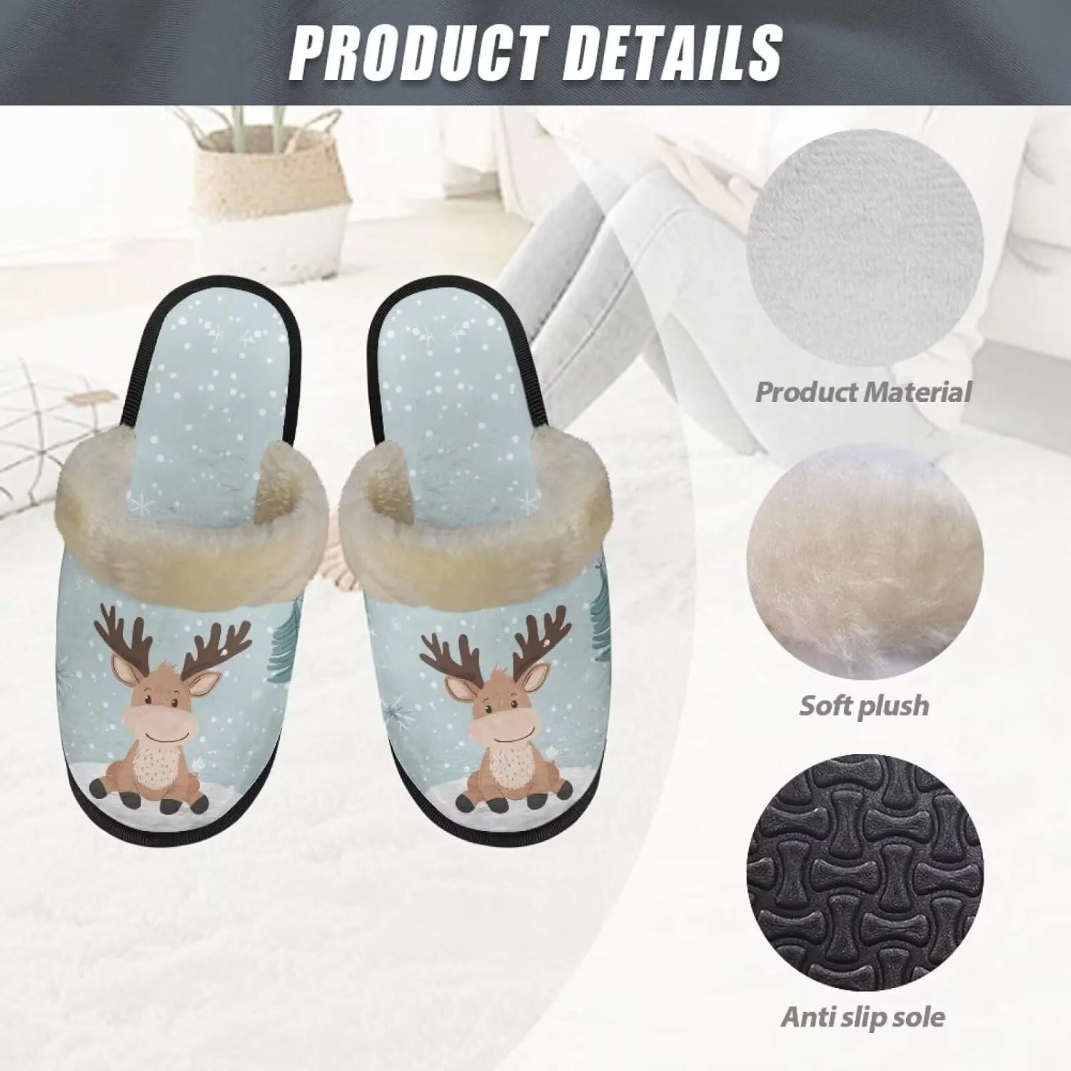 Flashideas House Slippers for Woman Fuzzy Keep Warm for Winter Indoor Soft Cushion Non-slip Fluffy Slides Slippers