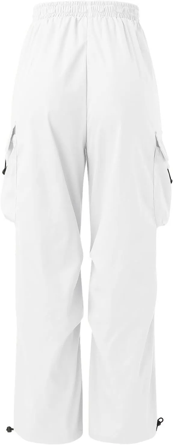 Flat Pocket Parachute Pants for Men Casual Baggy Cargo Pants Unisex Street Pants Drawstring Trousers