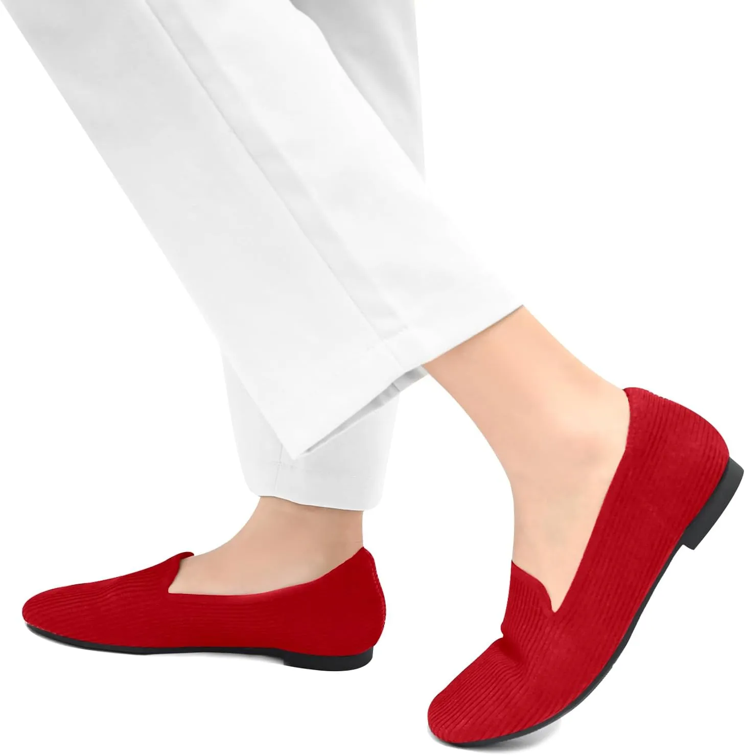 Flat Shoes for Women with Mesh Knitted Square Toe Ballet Flats Soft Slip On Walking Shoes Comfortable Office Shoes