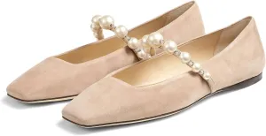 Flats for Women, Black Square Toe Mary Jane Ballet Flats with Pearl Strap, Comfortable Slip On for Wedding, Bride, Party