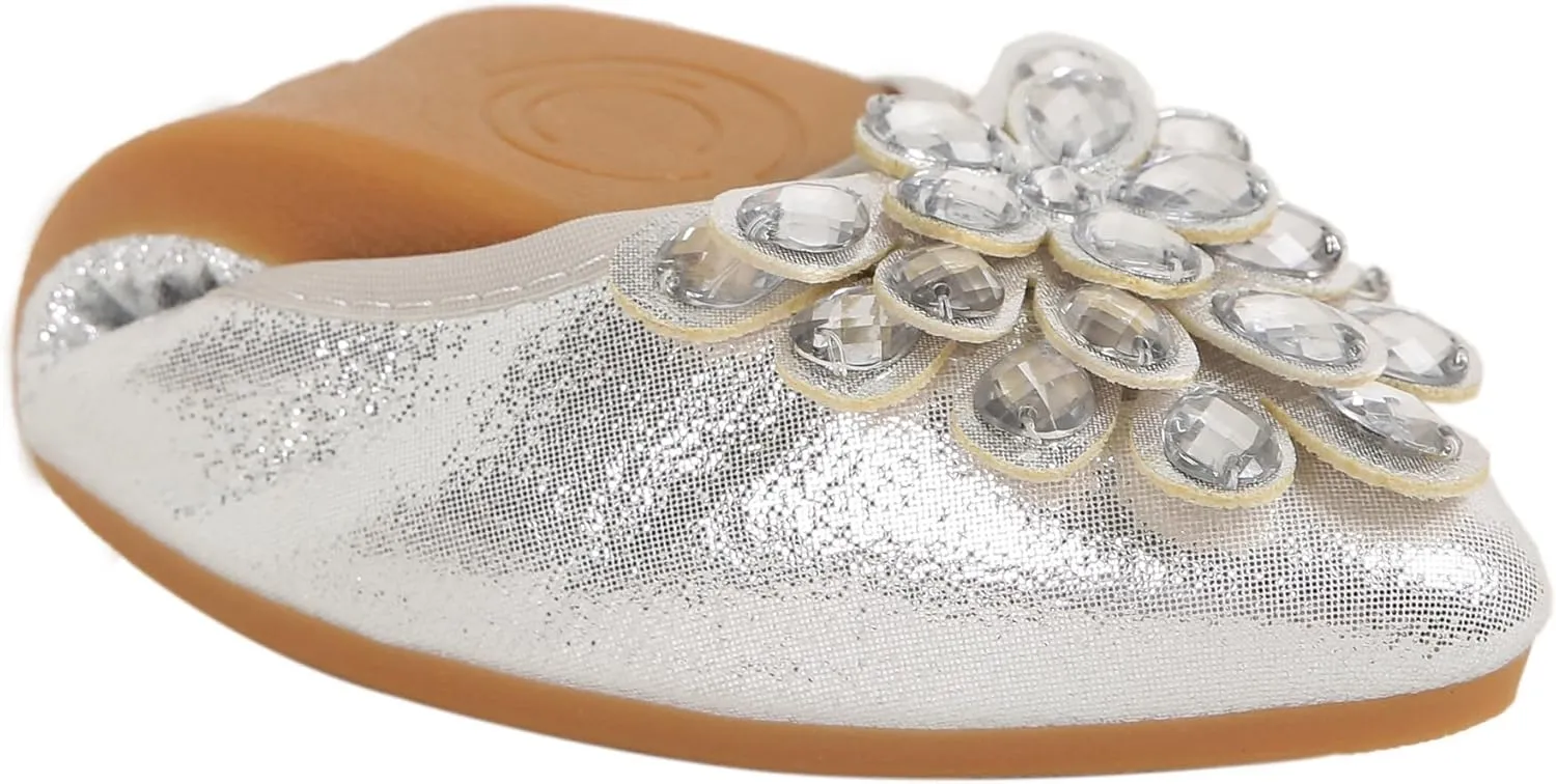 Flats Shoes for Women Rhinestone Wedding Ballerina Shoes Foldable Sparkly Comfort Slip on Flat Dressy Flats