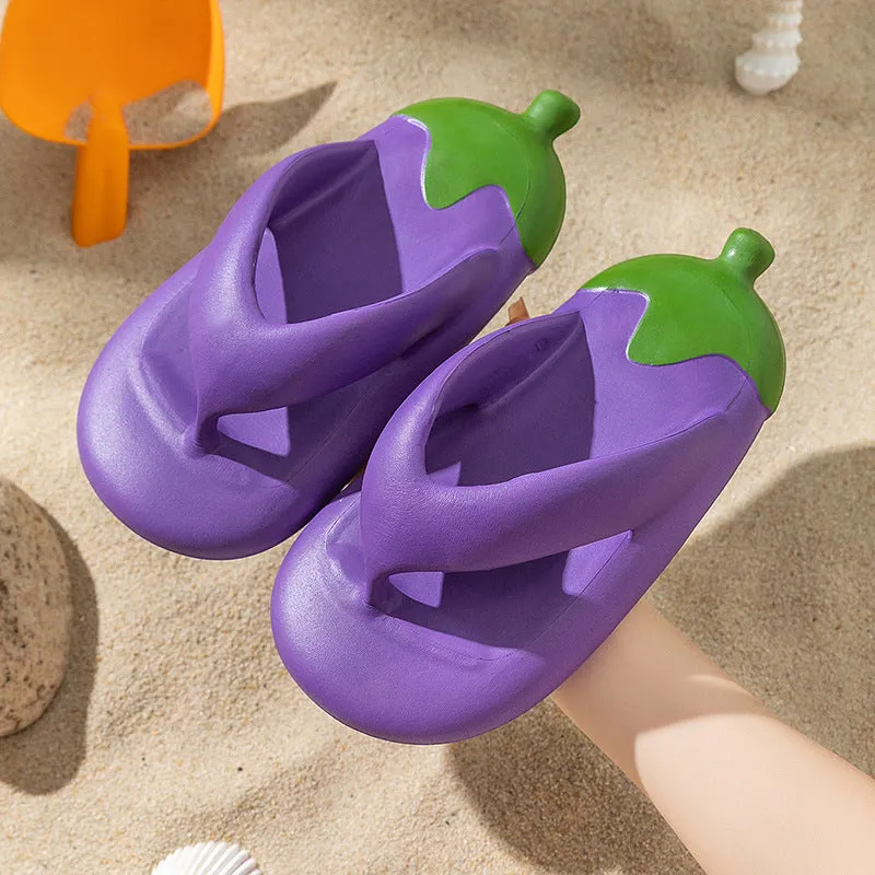 Flip Flops Cute Eggplant Shaped Flexible & Durable