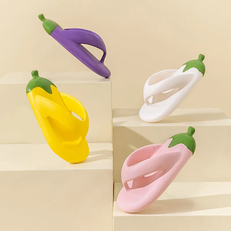 Flip Flops Cute Eggplant Shaped Flexible & Durable