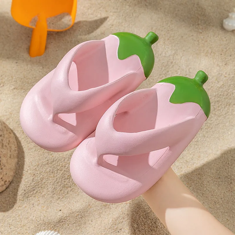 Flip Flops Cute Eggplant Shaped Flexible & Durable