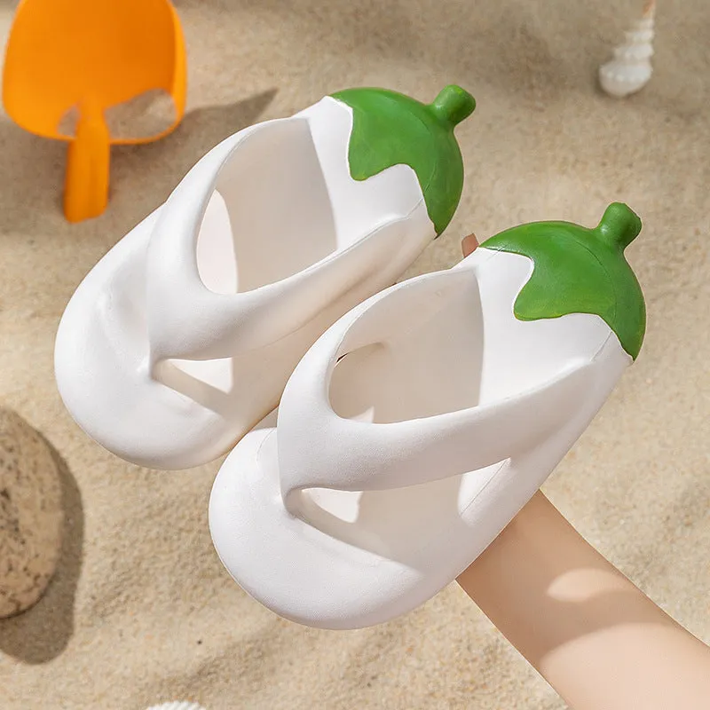 Flip Flops Cute Eggplant Shaped Flexible & Durable