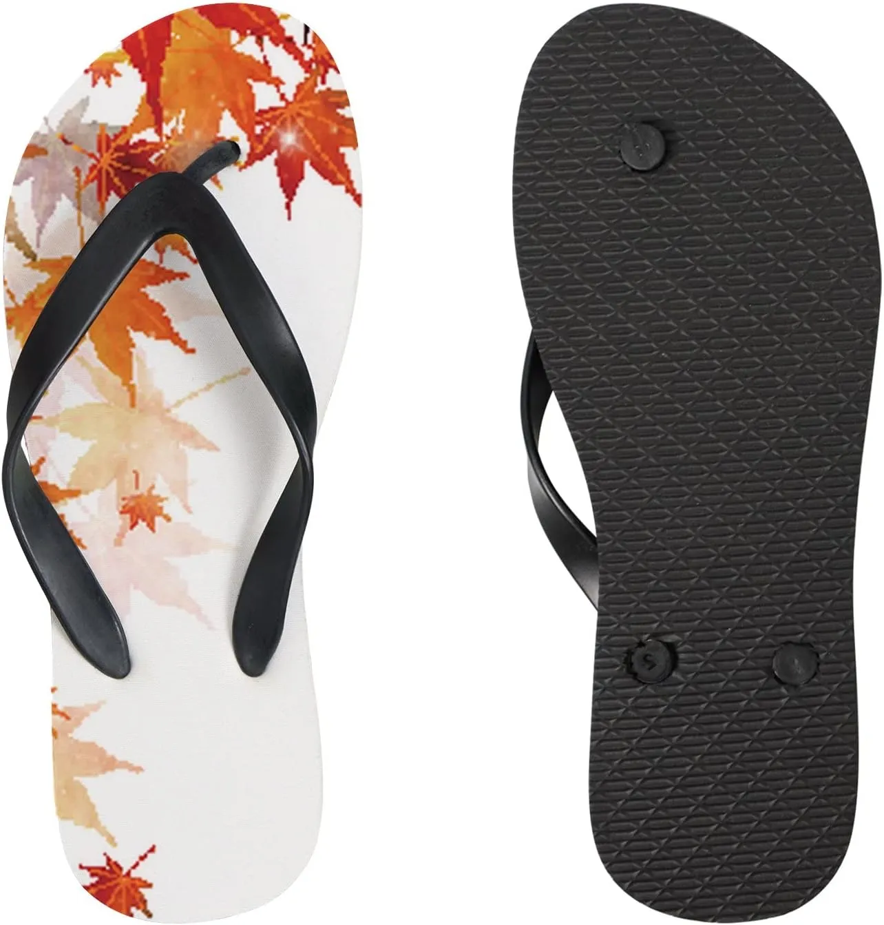 Flip Flops for Women Girls Autumn Maple Yellow Leaves Summer Casual Thong Slippers Slide Flat Sandals for Beach