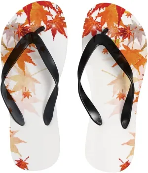 Flip Flops for Women Girls Autumn Maple Yellow Leaves Summer Casual Thong Slippers Slide Flat Sandals for Beach