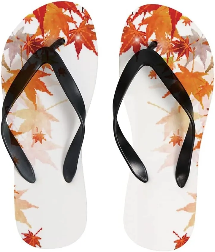 Flip Flops for Women Girls Autumn Maple Yellow Leaves Summer Casual Thong Slippers Slide Flat Sandals for Beach