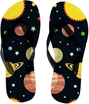 Flip Flops for Women Girls Space Comets and Constellations Summer Casual Thong Slippers Slide Flat Sandals for Beach
