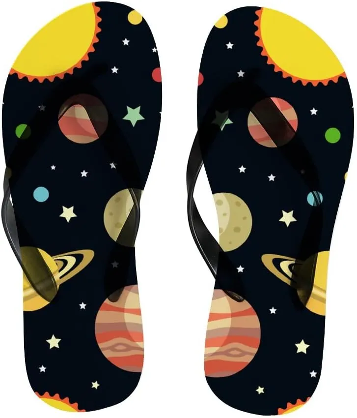 Flip Flops for Women Girls Space Comets and Constellations Summer Casual Thong Slippers Slide Flat Sandals for Beach